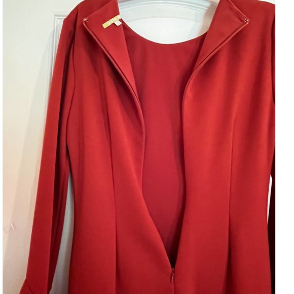 EUC Gianni Bini long sleeve dress w/ruffles, burnt orange, sz 8 - Picture 13 of 15